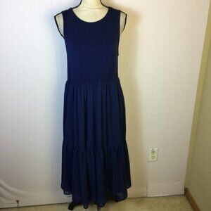 Torrid Super Soft Knit Tiered Midi Dress Sz 0X Womans Plus Navy Blue Sleeveless